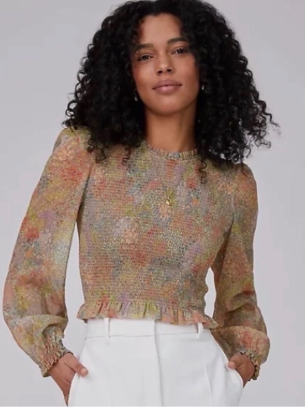 Aritzia Wilfred Tempest Blouse in Grey/Taupe/Multi